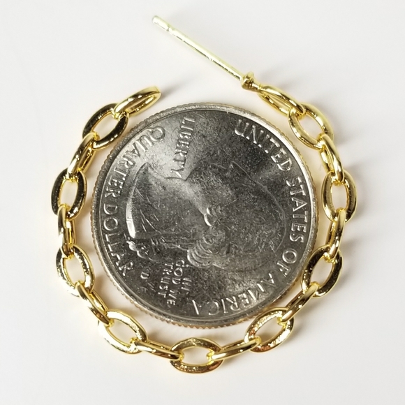 NEW Paperclip Chain Links Hoop Earrings - Picture 7 of 7